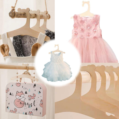 20PCS Baby Hangers - Children Wooden Hangers for Clothes, Pants, Jackets, Dresses, Blouses, Coats - Space Saving, Cute Animal Shaped Hooks