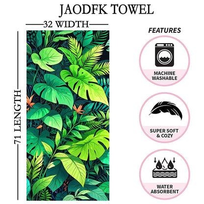 JAODFK 2 Pcs Microfibre Beach Towel 71"X32" Quick Dry Lightweight Sand Free Extra Large Thin Green Leaves Towels Travel Essentials For Adults Womens