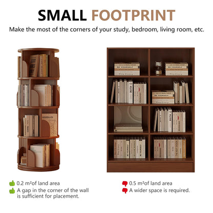 KZOBYD Rotating Bookshelf, Revolving Book Shelf (Brown, H 127 cm)