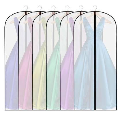 6PCS Long Dress Bags Covers,Dress Bags Covers Long,Garment Bags Translucent Waterproof & Dustproof Storage Covers for Suits