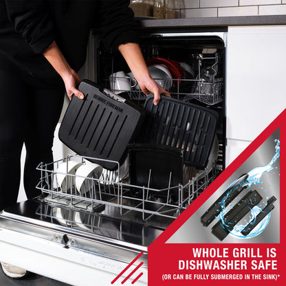 George Foreman Immersa Medium Electric Grill [Removable Control Panel allows grill machine to be fully washable & dishwasher safe, Energy saving,