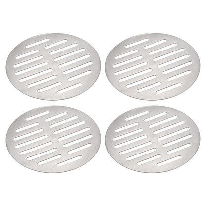 sourcing map 4pcs Round Floor Drain Cover, 4.9" Stainless Steel Shower Drain Grate Drain Protection Cover for Furniture Repair Bathroom Kitchen