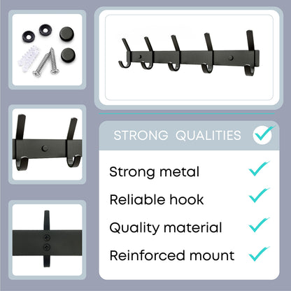 SAYONEYES Coat Rack Wall Mount with 5 Double Hooks for Hanging - 15 Inch Heavy Duty SUS304 Stainless Steel Matte Finish Waterproof