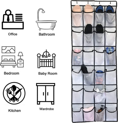Hsthe Sea Hanging Organiser Over the Door 24 Large Mesh Pockets Storage hanger for Bedroom Bathroom Closet with 4 Hooks