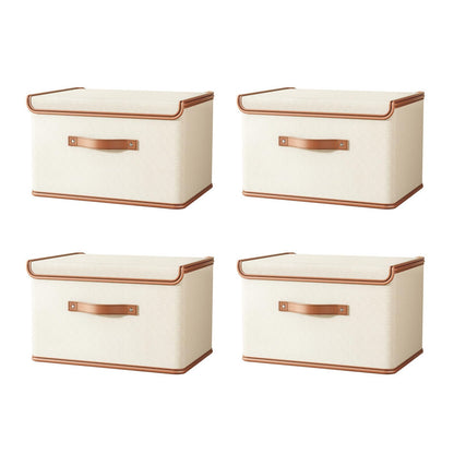 Vbvbip 4 PCS Oxford Fabric Storage Bins with Attached Lid - Large Clothes Organizer (44x30x29cm), Breathable Collapsible Closet Bins for Clothing