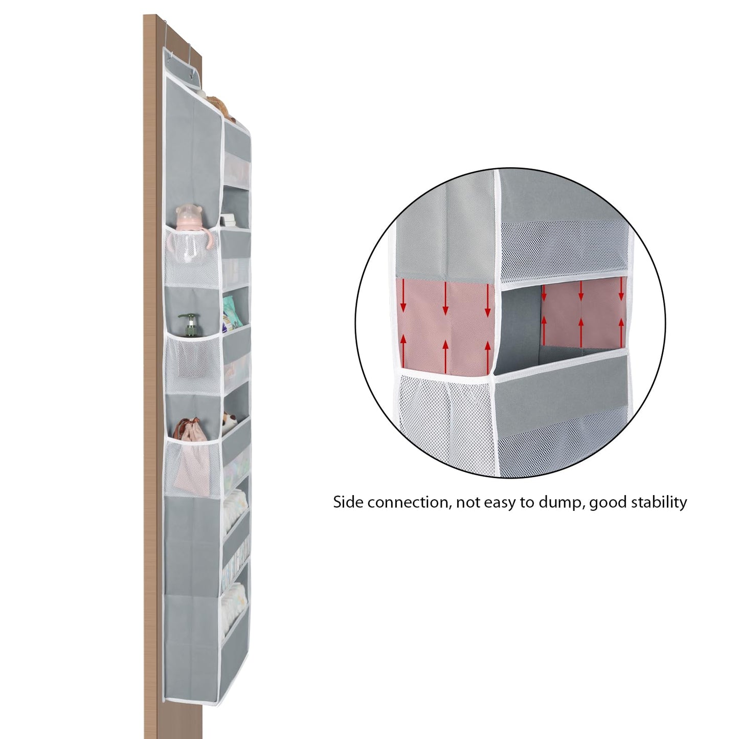 Univivi Over The Door Organiser, 6-Shelf Back of Door Storage, Grey