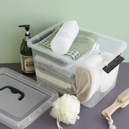Farmoon 12 Liter Plastic Latching Storage Boxes with Lids, Clear, 6 Packs