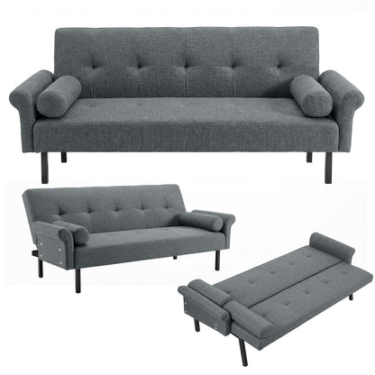 Panana Modern 3 Seater Sofa Bed, Fabric Upholstered Sofa bed with Metal Legs,Futon Recliner Lounge for Living Room, Spare Room, Bedroom
