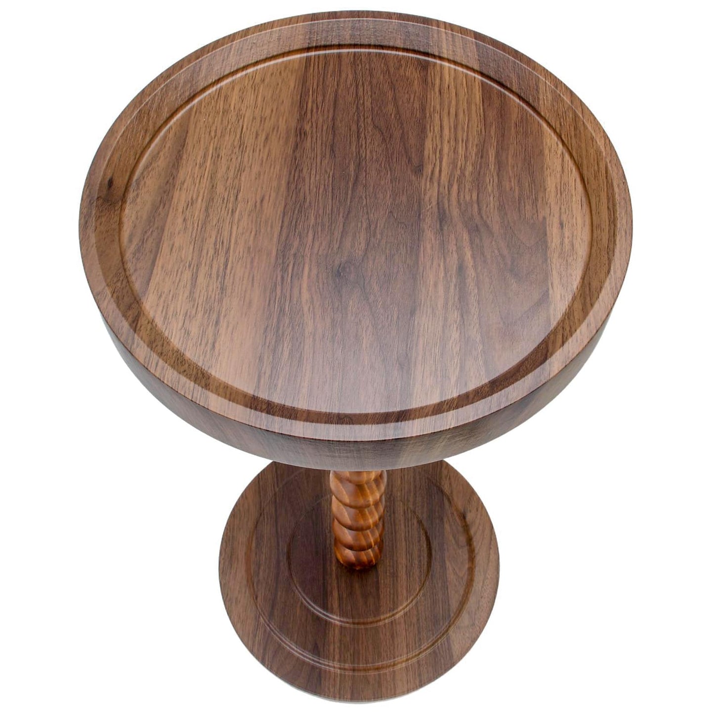 XUDREZ Modern Side Table with Vintage Spindle Design, Small Round Coffee End Table for Living Room Bedroom/Sofa/Bathtub (Walnut Brown)