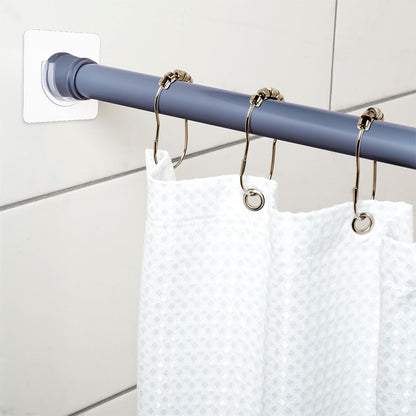 Molain 4Pcs Adhesive Shower Curtain Rod Holder, No Drilling Transparent Shower Rod Holder Invisible Wall Mount Holder Shower Rod Retainer Tension
