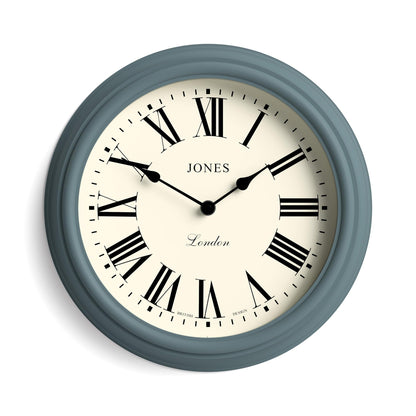 Jones Clocks Venetian wall clock | Classic round clock | 30cm | Blue | Roman numerals | Traditional design ideal for kitchen, living room or bedroom