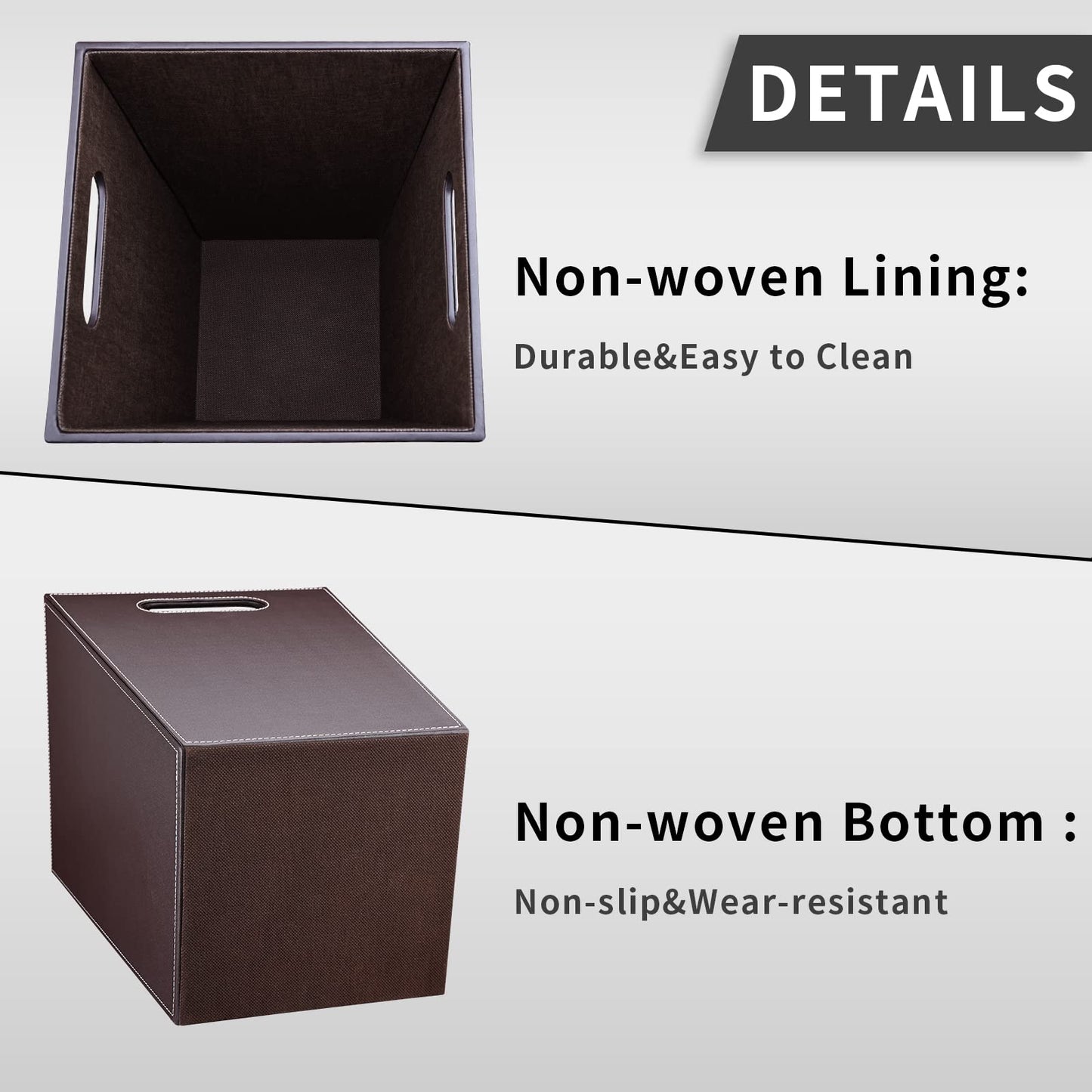 GORESE Office Square Waste Paper Bin Leather Modern Design Waste Paper Bin for Kitchen, Bathroom, Office (Brown)