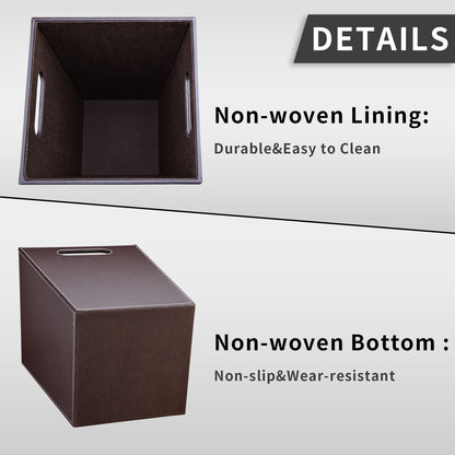 GORESE Office Square Waste Paper Bin Leather Modern Design Waste Paper Bin for Kitchen, Bathroom, Office (Brown)