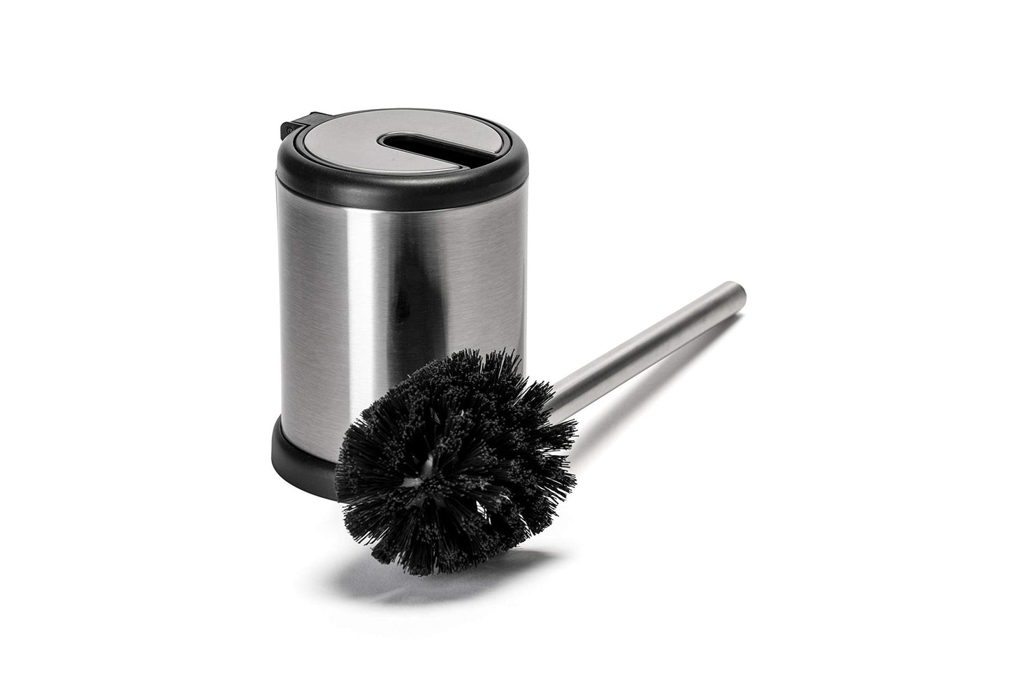 Croydex Auto Closing Toilet Brush, Chrome, H 385mm x W 144mm x D 114mm