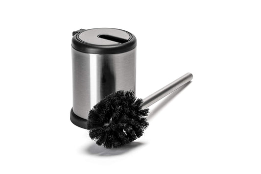 Croydex Auto Closing Toilet Brush, Chrome, H 385mm x W 144mm x D 114mm