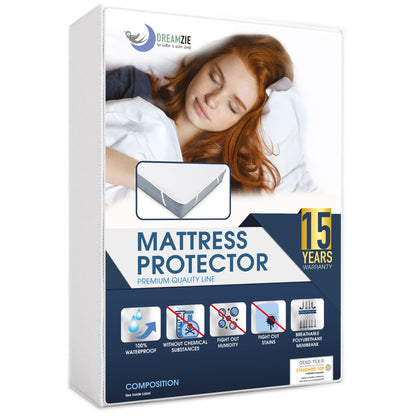 Dreamzie Mattress Protector Waterproof with 4 Elastic Corners - Made in EU - OEKO-TEX® Certified- For Mattress 80 x 200 cm