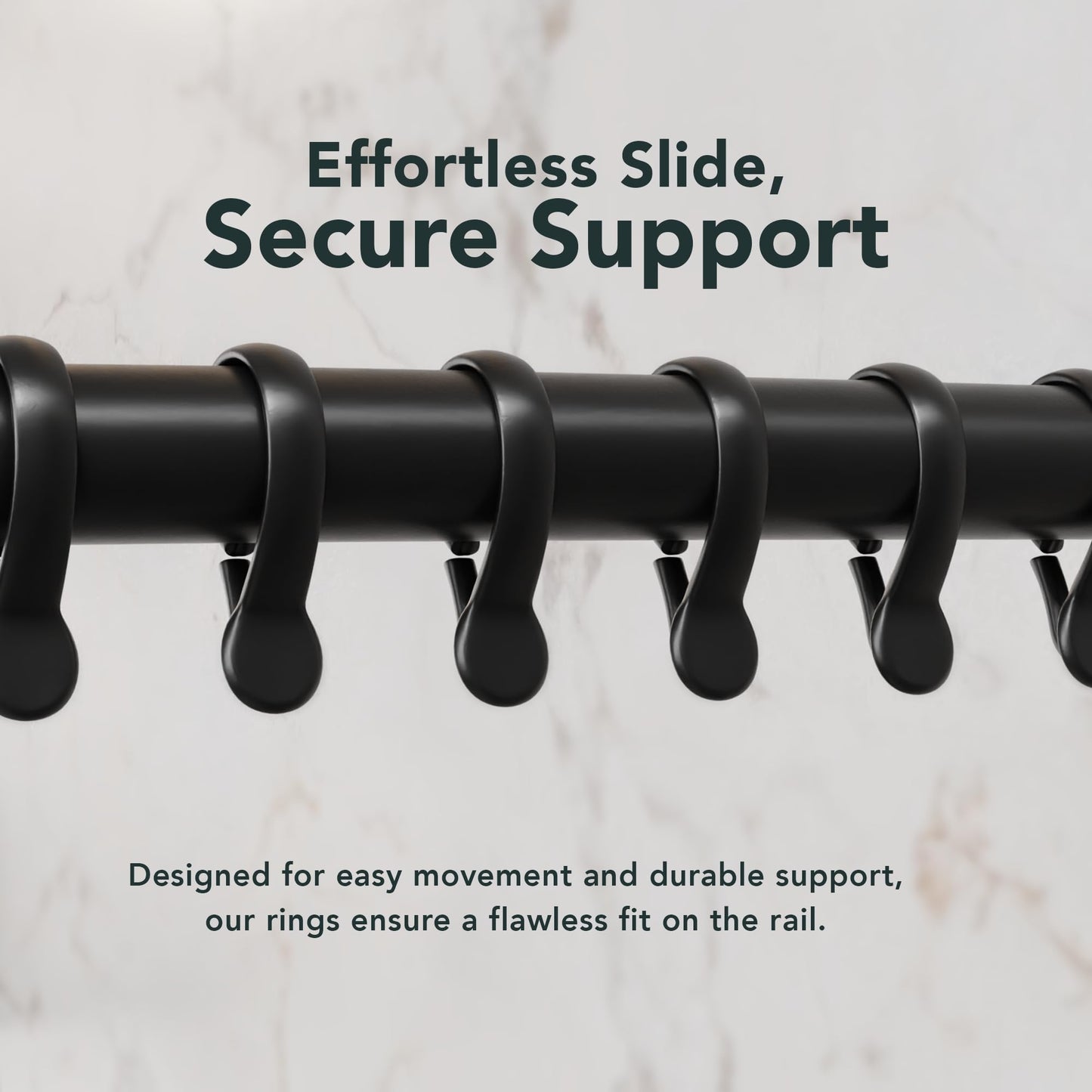 Erica U-Shaped Shower Curtain Rail, Black Powder Coated Steel, Wall Mounted, 70x165x70 cm