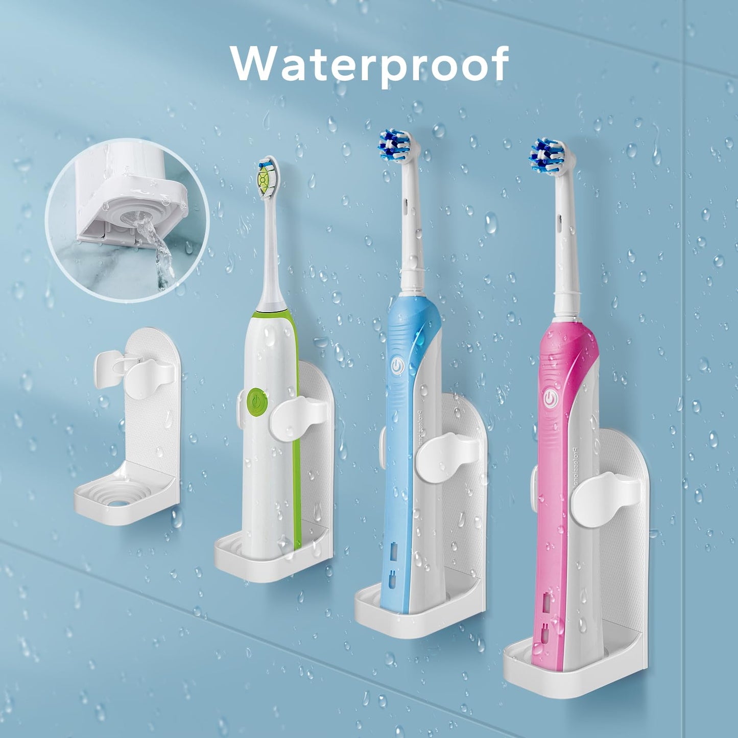 HOMMAND Electric Toothbrush Holder 4 Packs, Upgraded Strong Adhesive Electric Toothbrush Holder Wall Mounted