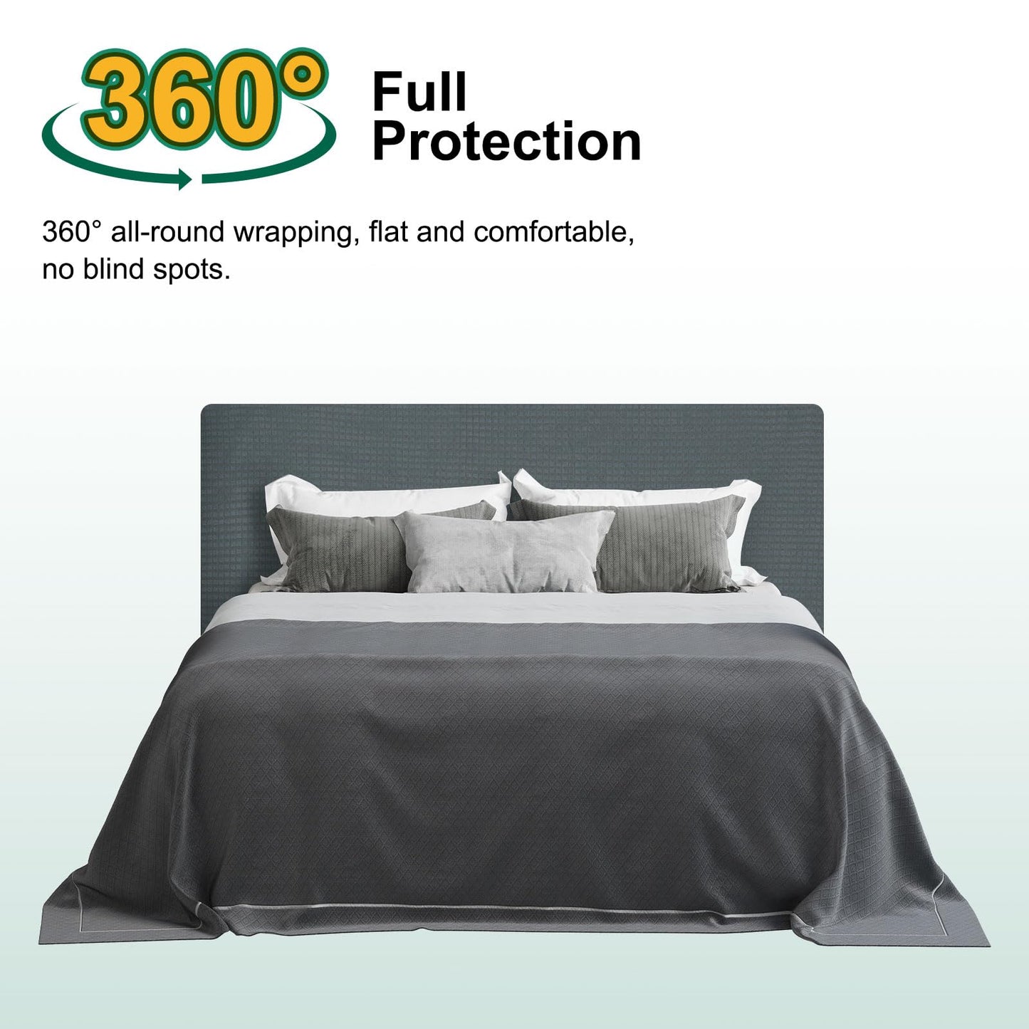 Bed Headboard Cover Dustproof Protector Jacquard Furniture Cover for 1.4-1.7m, Dark Grey