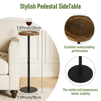 Simcat Small Round Side Table, Drink Table for Small Spaces and Modern Decor (2, Walnut)