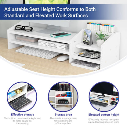 Catekro Monitor Stand Riser, 2 Tiers Wood Monitor Riser Stand with Storage Organizer
