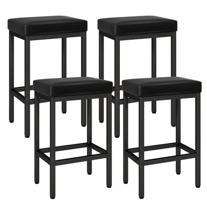 YMYNY 66cm Bar Stools Set of 4 - PU Leather Breakfast Bar Stools, HBS513B-2