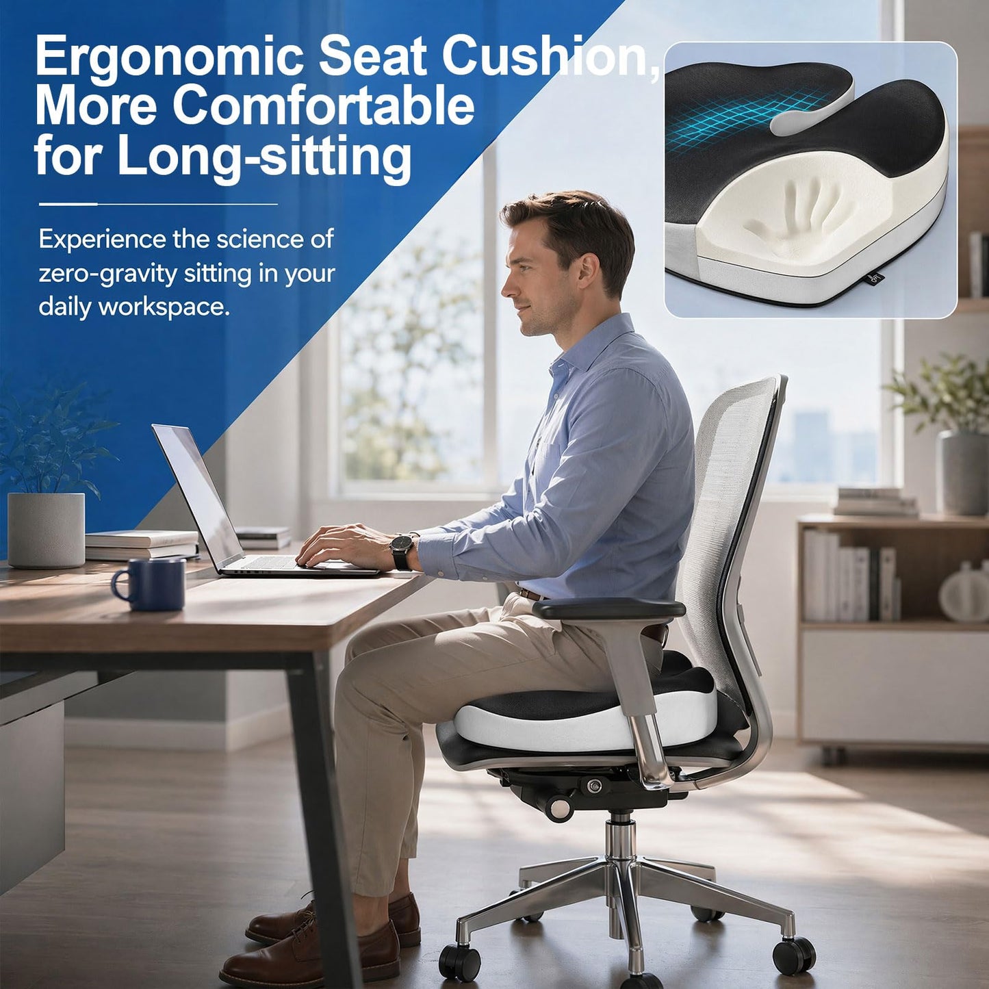 wiksite Seat Cushion Memory Foam - Hemorrhoid Donut Cushion for Coccyx, Tailbone, Piles Orthopaedic Pressure Relief Comfort Office Chair Cushion Seat