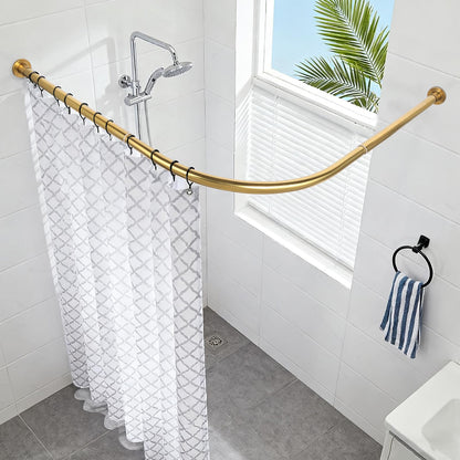 Minicoco Shower Curtain Rail for Bathtubs, L-Shaped Shower Curtain Pole in three varations 68x98cm / 68x98 cm, Wall Mounted Shower Pole