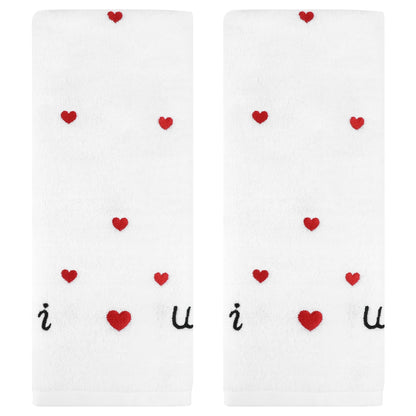 HMETOL Valentine's Day Cotton Letter Heart Love Pattern Hand Towels