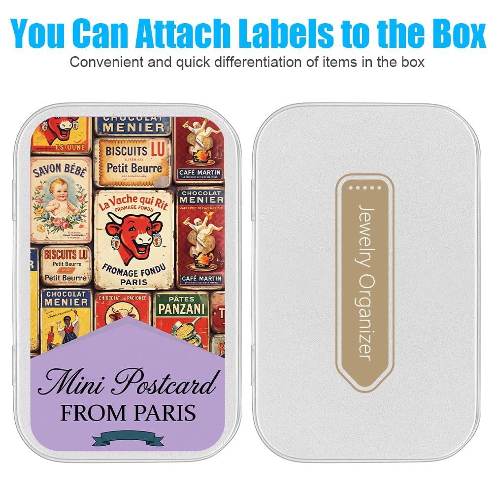 Alaoo Metal Storage Tin Box, 8Pcs Rectangular Empty Hinged Tin Containers, Metal Storage Boxes for Candy, Keys, Earrings