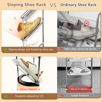 Slanted Narrow Shoe Rack 5 Tiers, Slim Depth Vertical Shoe Shelf - 1 Pack