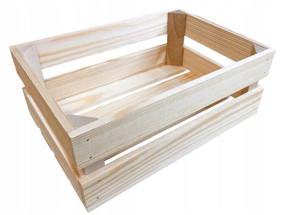 Wooden Crate - Unpainted Pine Wood Storage Box DIY Small Size 30 x 20 x 11 cm