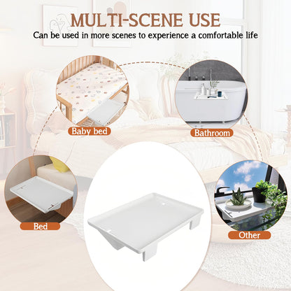 Clip-On Nightstand Tray Organizer for Top Bunk, Bedside Shelf for Bed Side Table Tray Storage with Cable Hole Loft Beds Clip On Shelf Plastic tray