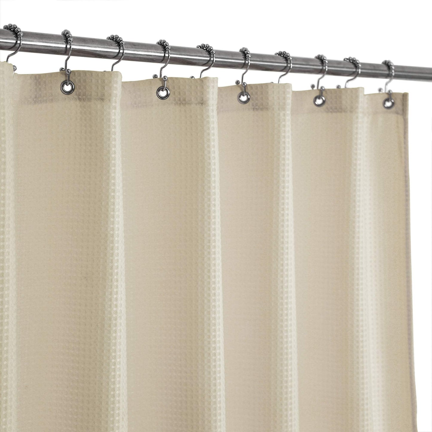 Barossa Design Stall Fabric Weave Waffle Shower Curtain 36 x 72 inch, Spa, Hotel Luxury Spa, 230 GSM Heavy Duty, Water Repellent, Washable, Cream,