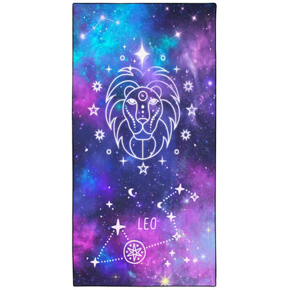 Violetpos Leo Zodiac Sign Beach Towel for Astrology Fans, Extra Large 180x90 cm 250GSM Microfibre, Sand Free Quick Dry