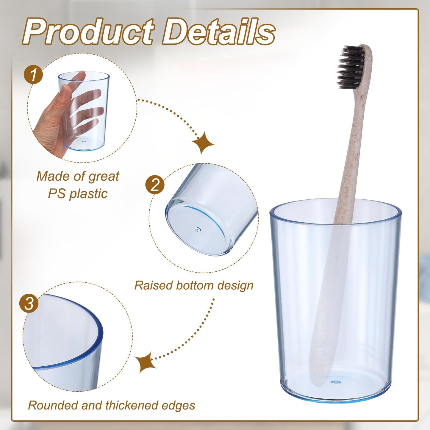 sourcing map 4Pcs Bathroom Tumbler, 350ml (11.83 Oz) Toothbrush Cups Unbreakable Solid Color Plastic Mouthwash Cup Stackable Reusable Tumbler for