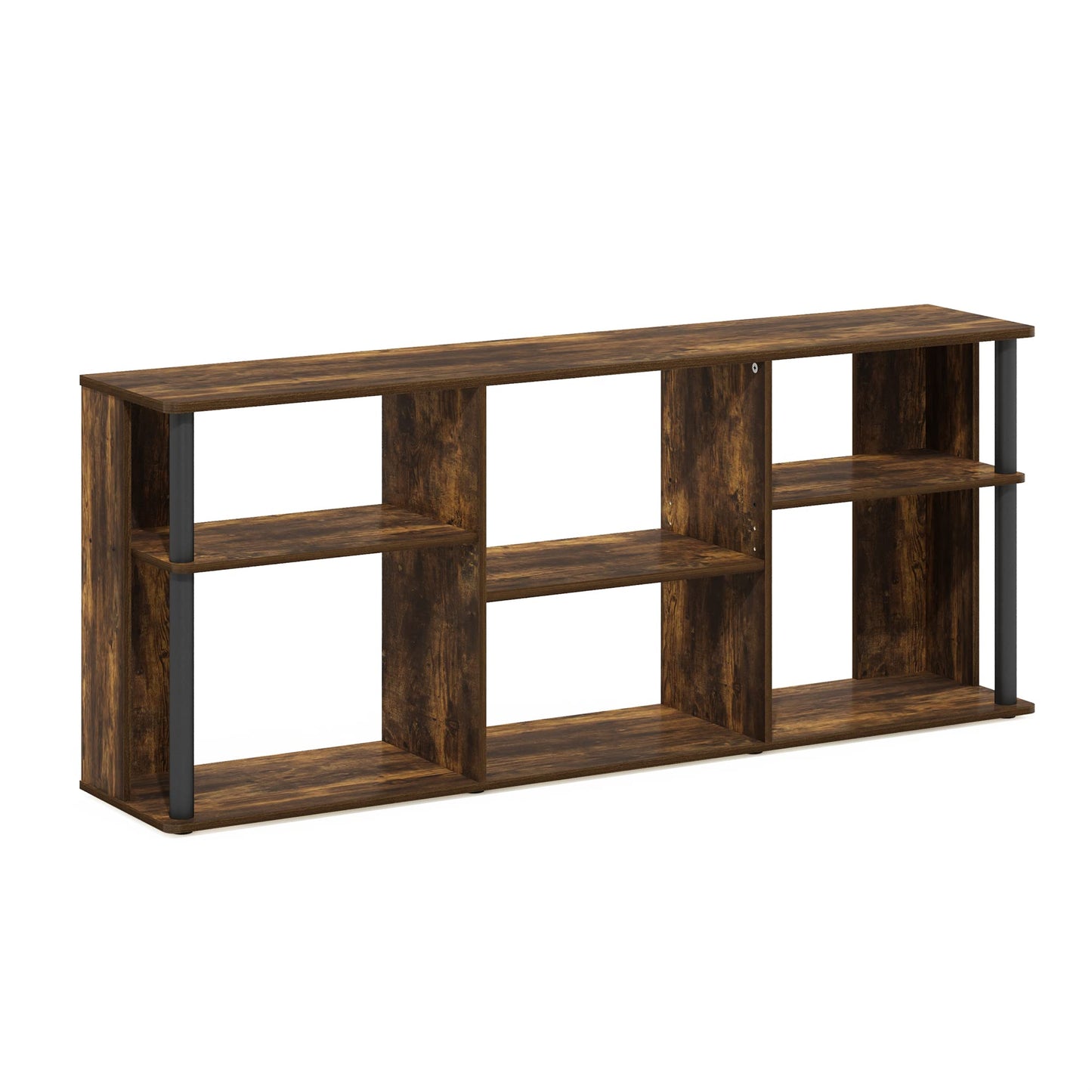 Furinno CLASSIC TV Stand, Entertainment Center, TV Console for TV up to 65 Inch with Plastic Poles, for Living Room, Bedroom, Amber Pine