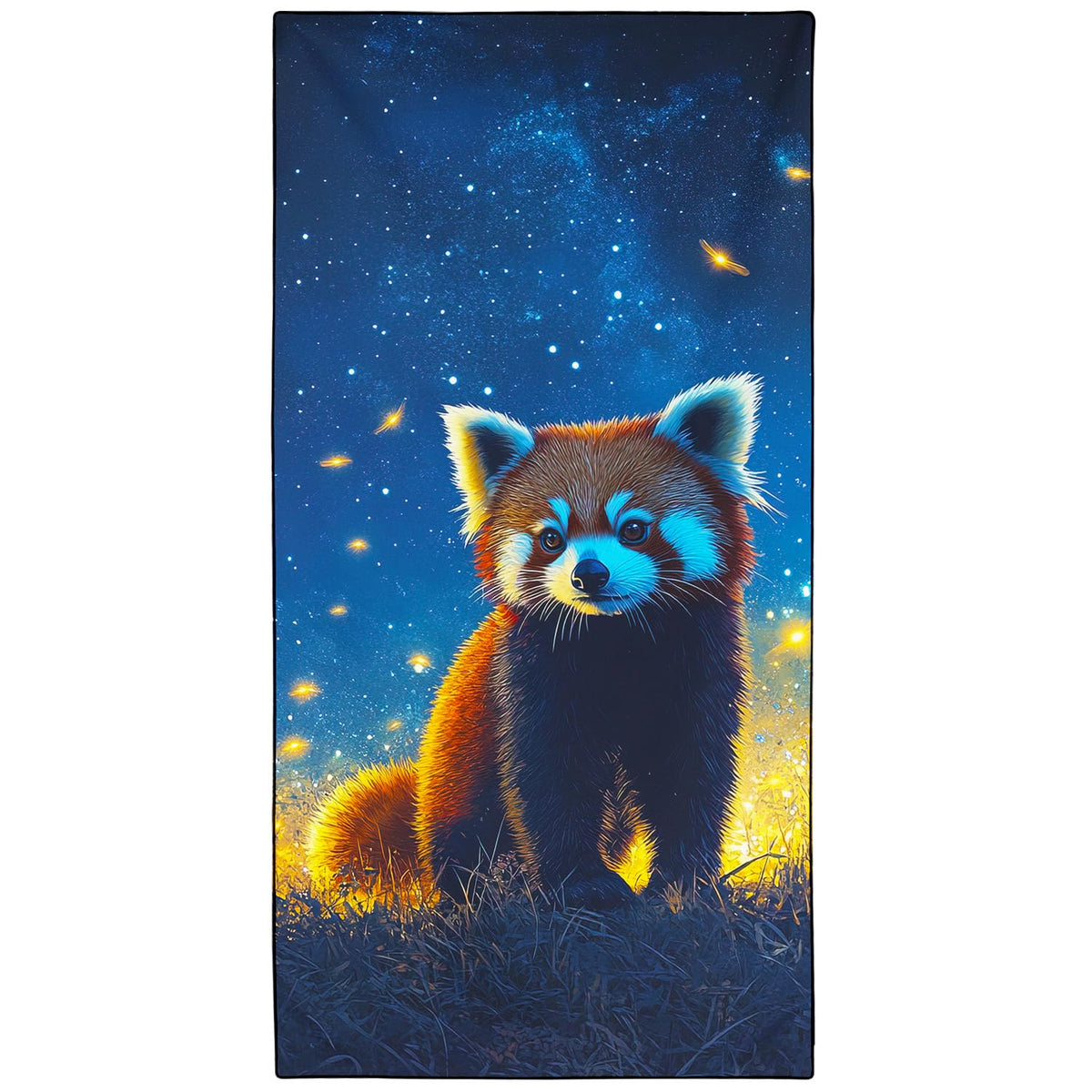 Violetpos Starry Red Panda Beach Towel, Extra Large 180x90 cm 250GSM Microfibre, Sand Free Quick Dry