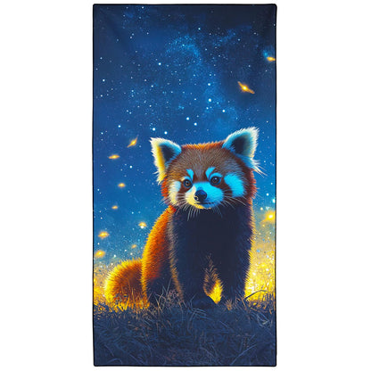 Violetpos Starry Red Panda Beach Towel, Extra Large 180x90 cm 250GSM Microfibre, Sand Free Quick Dry