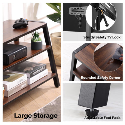 FITUEYES TV Stand Cabinet with Bracket for 37" - 70", Golden Walnut