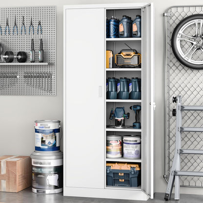 TaskStorz Metal Storage Cabinet, Office Storage Cabinet, White,180*80*40cm