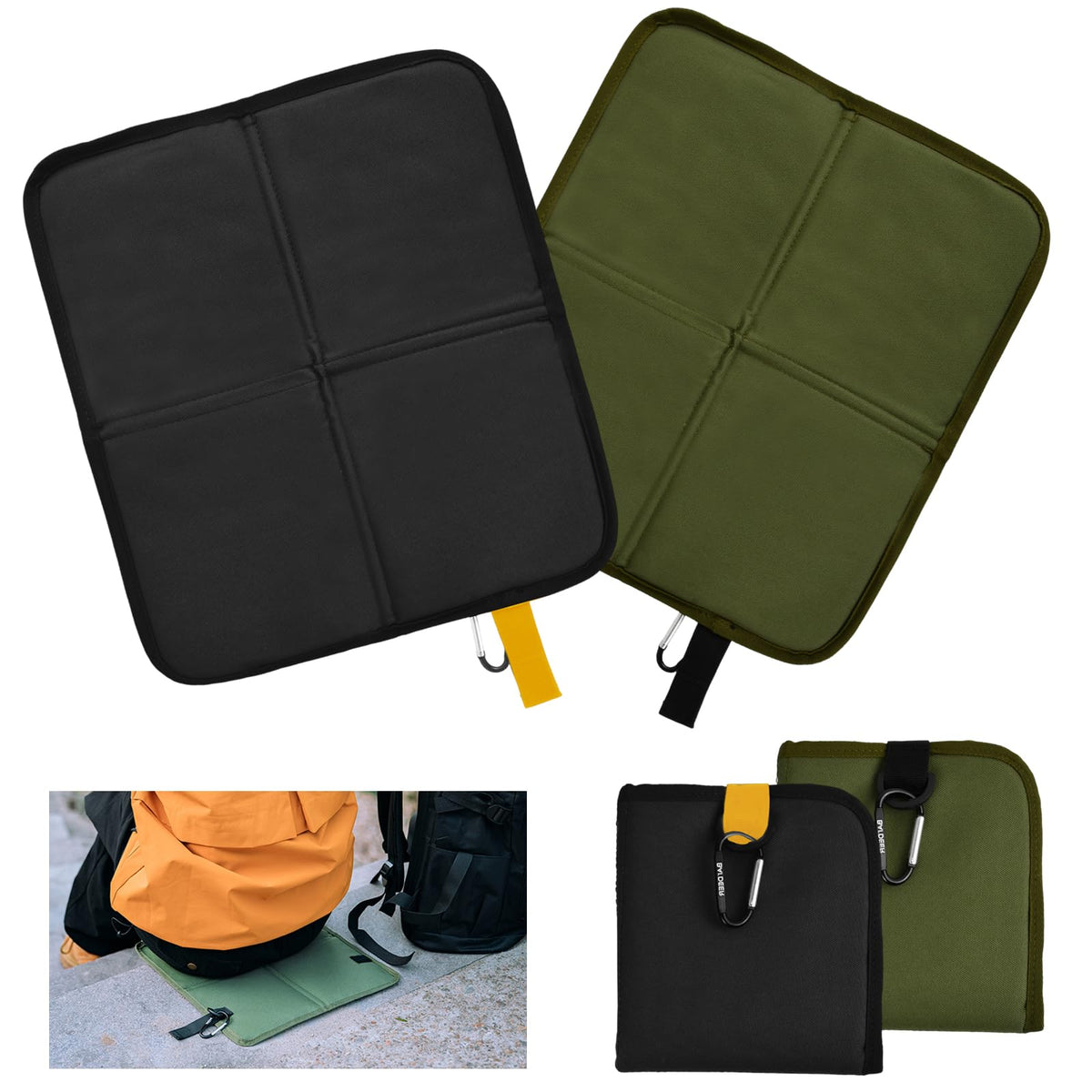 2 Pack Folding Seat Mat, Foldable Oxford Cloth Seat Pad, Waterproof & Insulated Camping Foam Sit Mat