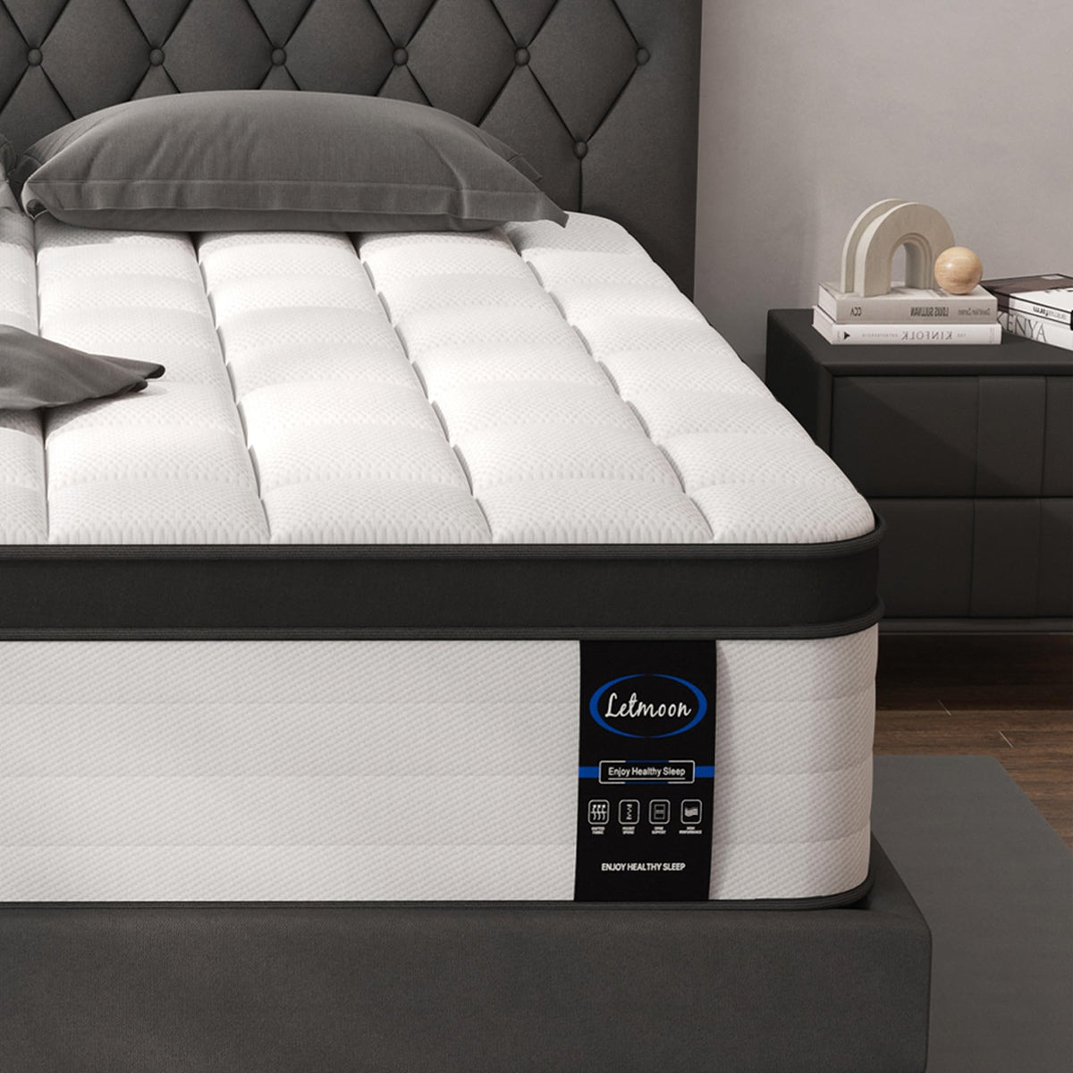 LETMOON 3FT Single Mattress, 25cm Pocket Sprung & Memory Foam Hybrid Bed