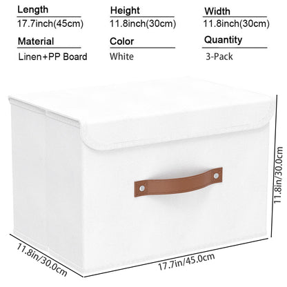 Yawinhe Collapsible Storage Boxes with Lids,45x30x30cm,White,3-Pack