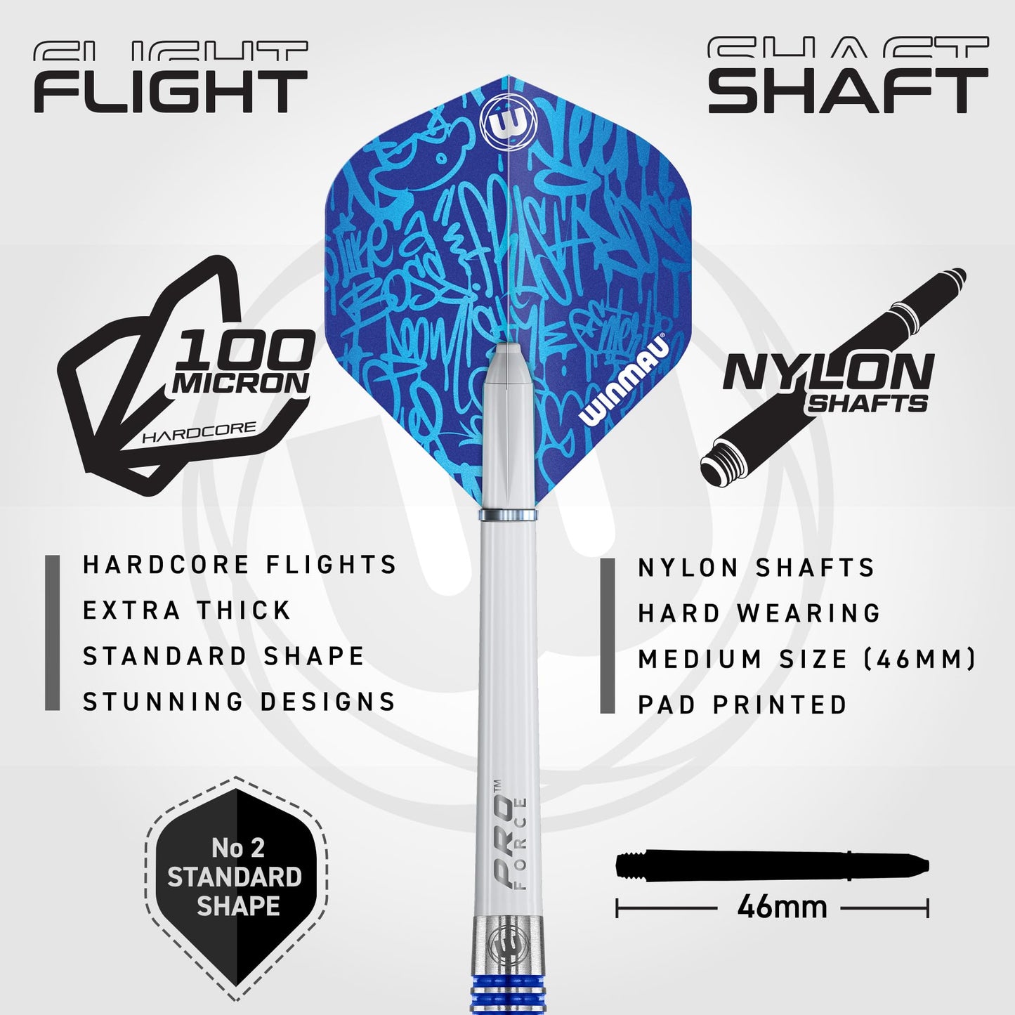 WINMAU Advance 500 Series Tungsten Blue 24 Gram Steeltip Darts Set with Flights and Shafts (Stems)