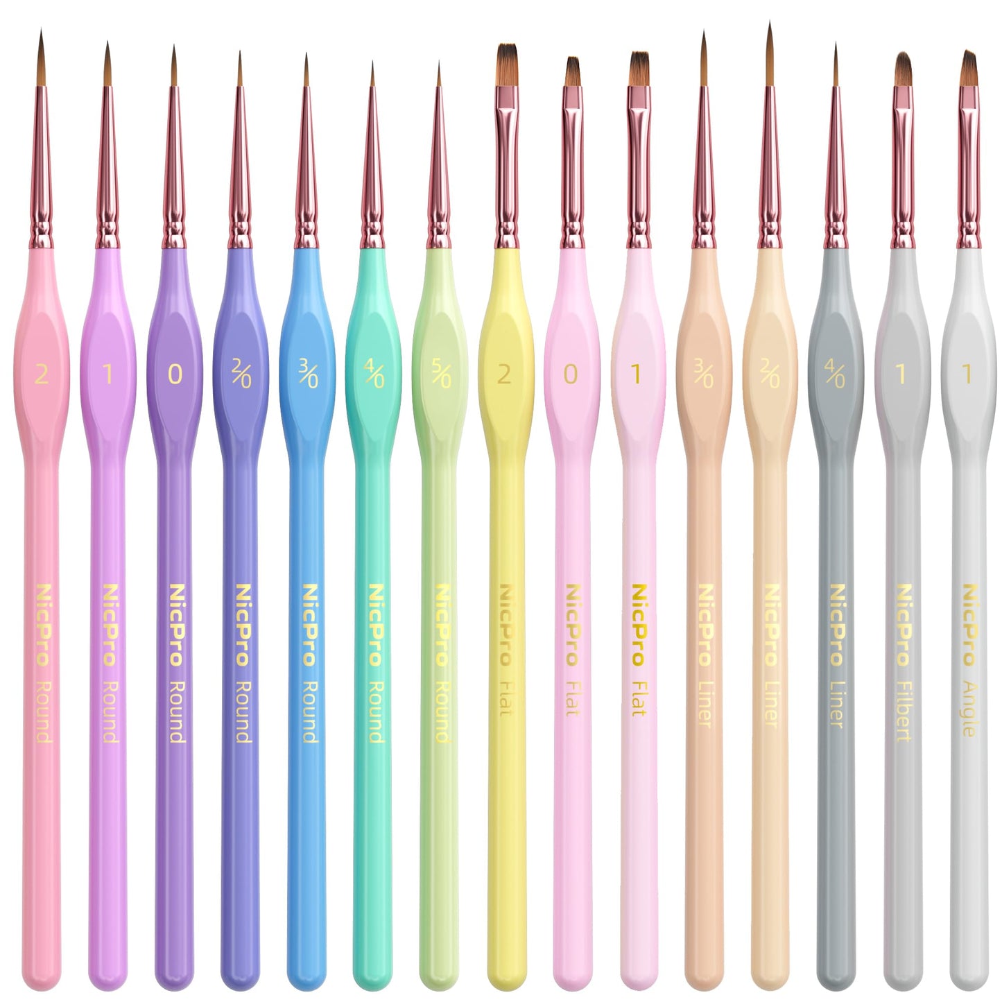 Nicpro 15PCS Micro Fine Detail Paint Brush Set, Aesthetic Pastel Small Miniature Fine Tip Detail Brushes Kit for Acrylic, Oil, Watercolour, Art