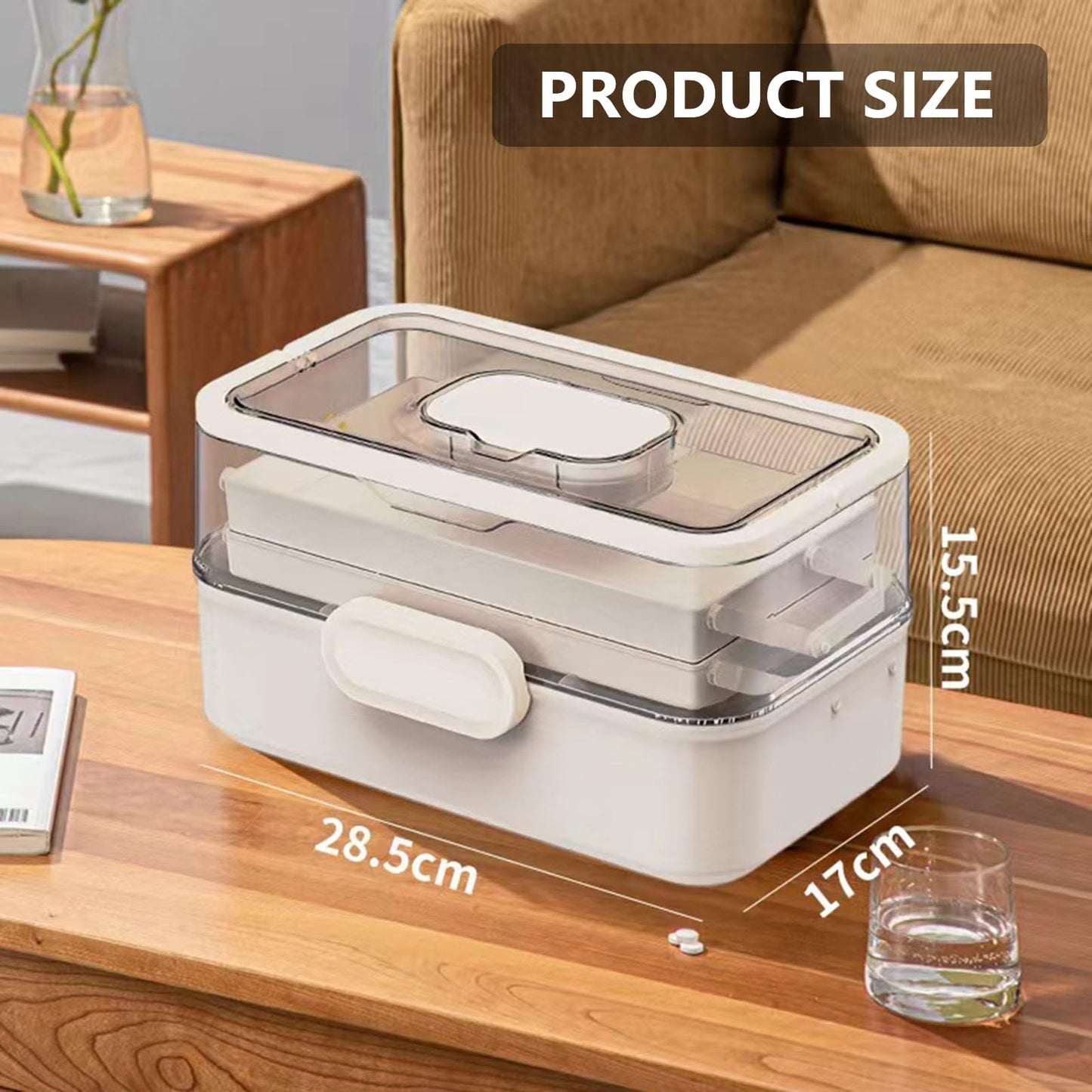 SagTuol Medicine storage, Medicine box, 3-layer Medicine organiser with handle, portable Large Medicine Box, for Home, Office, School, Emergencies
