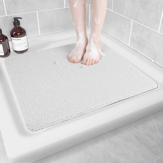 Shower Mat Non Slip Anti Mould: Bath Mats for Inside Bath- 60 x 60 cm Anti Slip Shower Mats for Inside Shower- Loofah Shower Mat White Square Washable