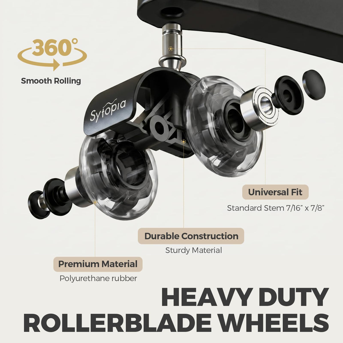 Sytopia Office Chair Wheels With 11×22mm Pin, Universal Fit 2-Inch Castors Replacement, Dual Wheel Rubber Smooth & Silent Chair Casters Wheels