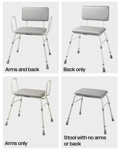 Aidapt 4in1 Bariatric Perching Stool. Padded Back Extra Wide Seat, Height Adjustable,254kg Weight Limit